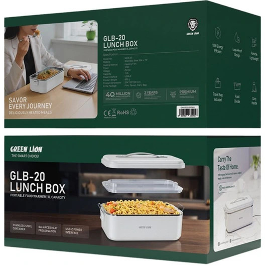 ظرف غذای گرمکندار قابل حمل Green Lion GLB-20 | ظرفیت ۱ لیتر